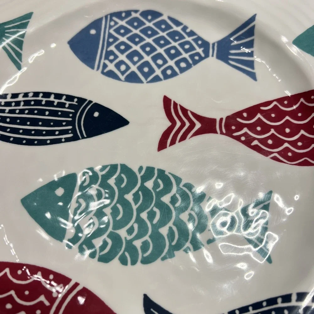 Cynthia Rowley Melamine Fish Plate Set Of 4 10.5